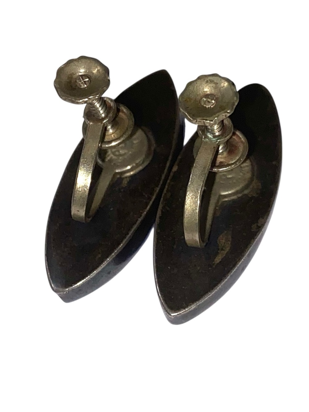 Vintage 925 Sterling Silver Blue Glass Screw Back Earrings - Picture 9 of 12